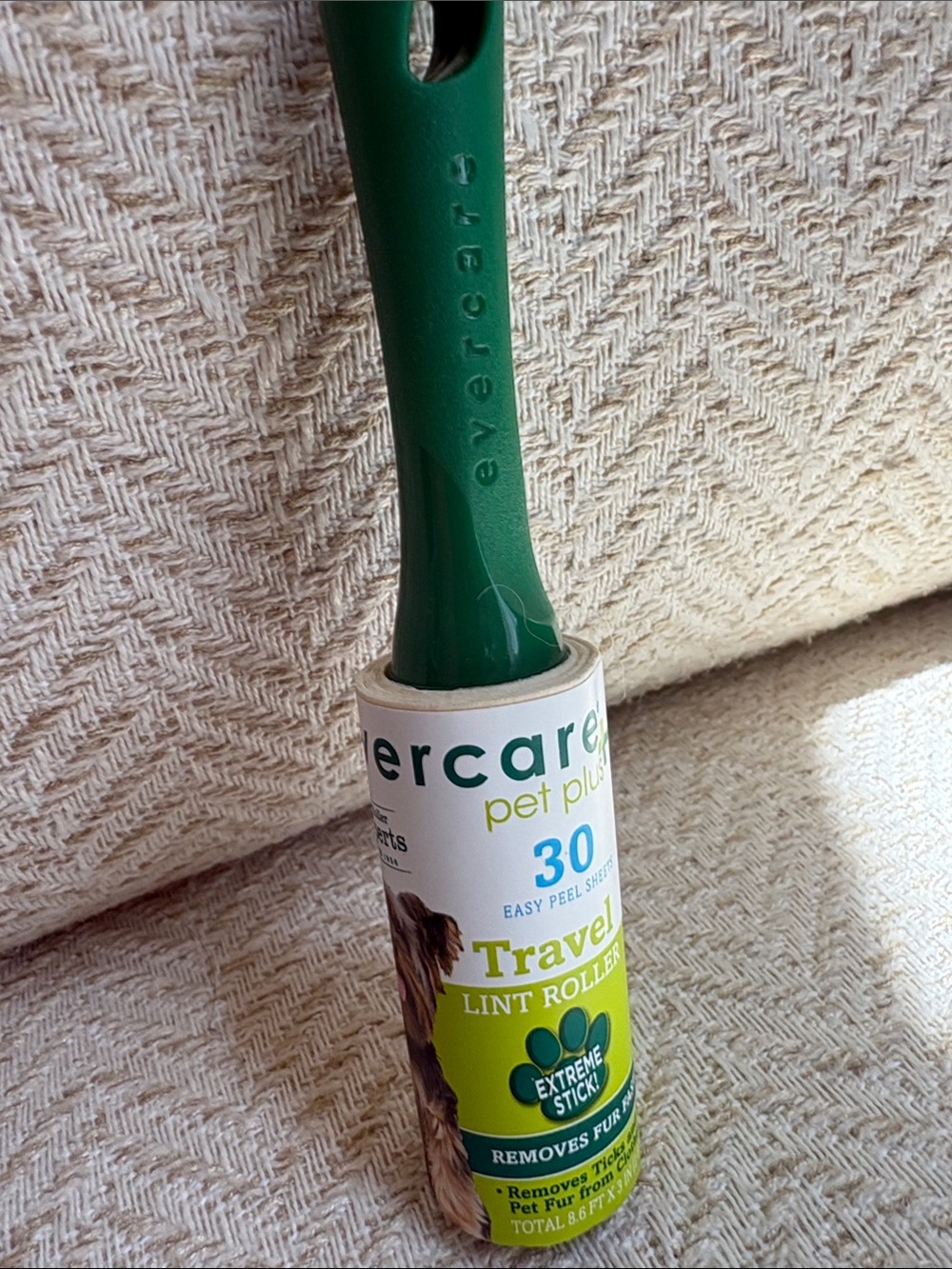 Evercare Pet Plus Travel Lint Roller 30 Sheets Purse Suitcase Car New